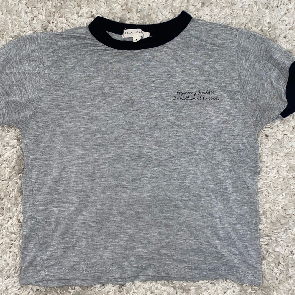 LA Hearts grey t shirt crop